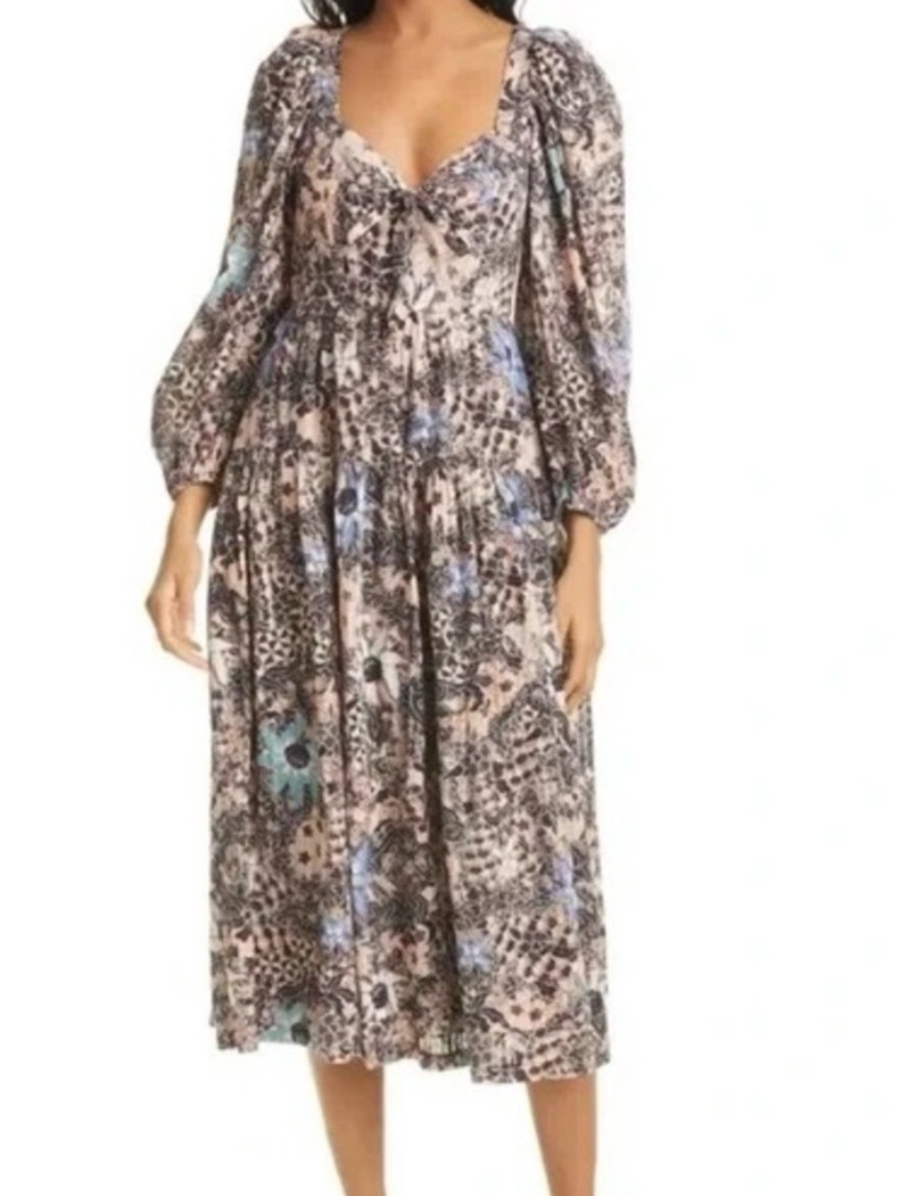 Ulla Johnson Kemala Dress Faded Coral Floral Midi Size 4- $445 Retail